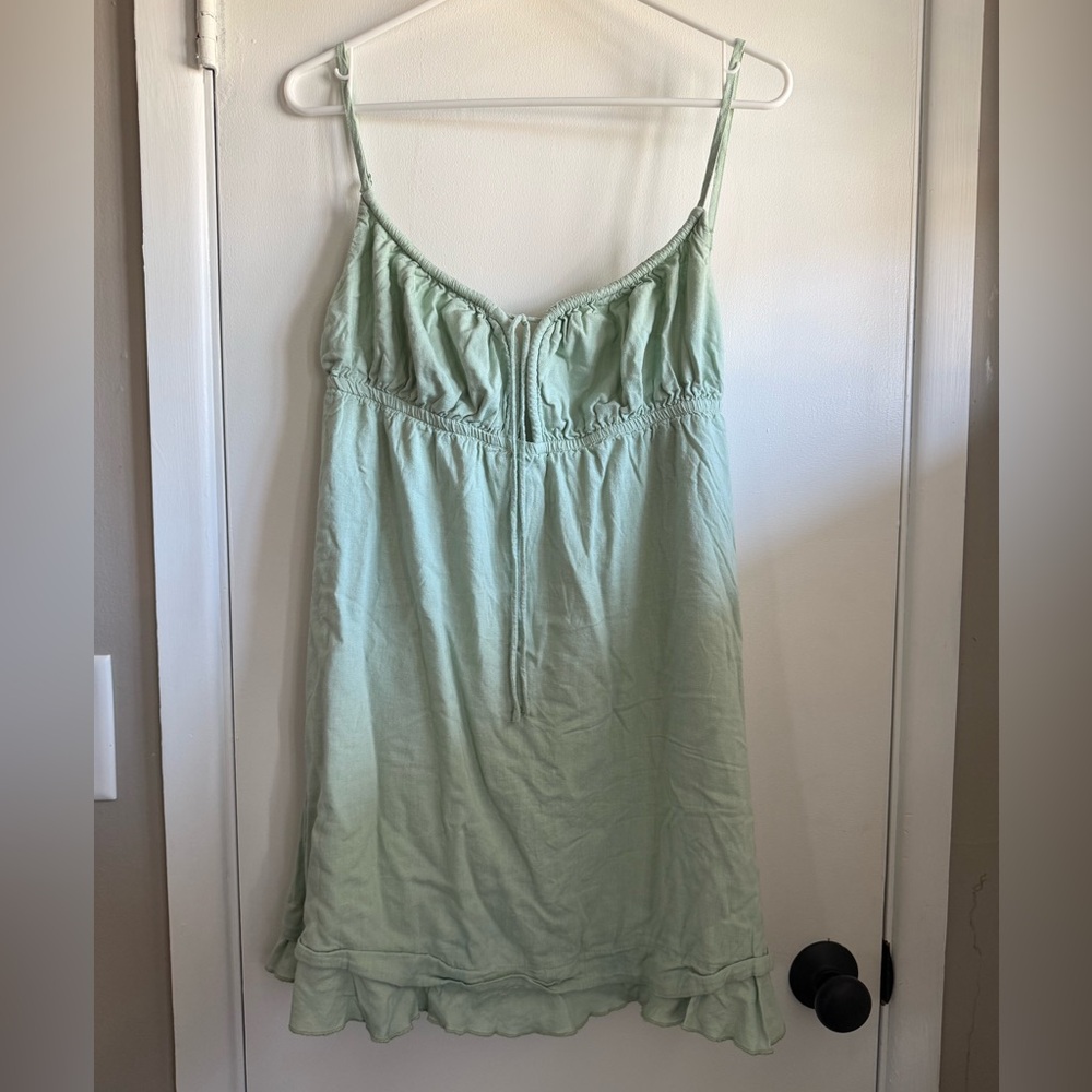 Princess Polly Sage Green Babydoll Summer Dress with Elastic Waist, Size 12